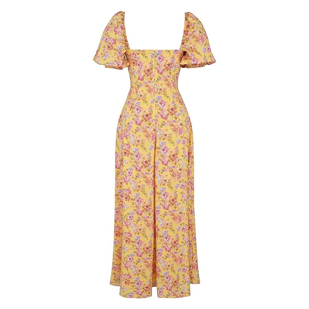 House of CB Felizia Maxi Dress Yellow Floral XS New With Tags